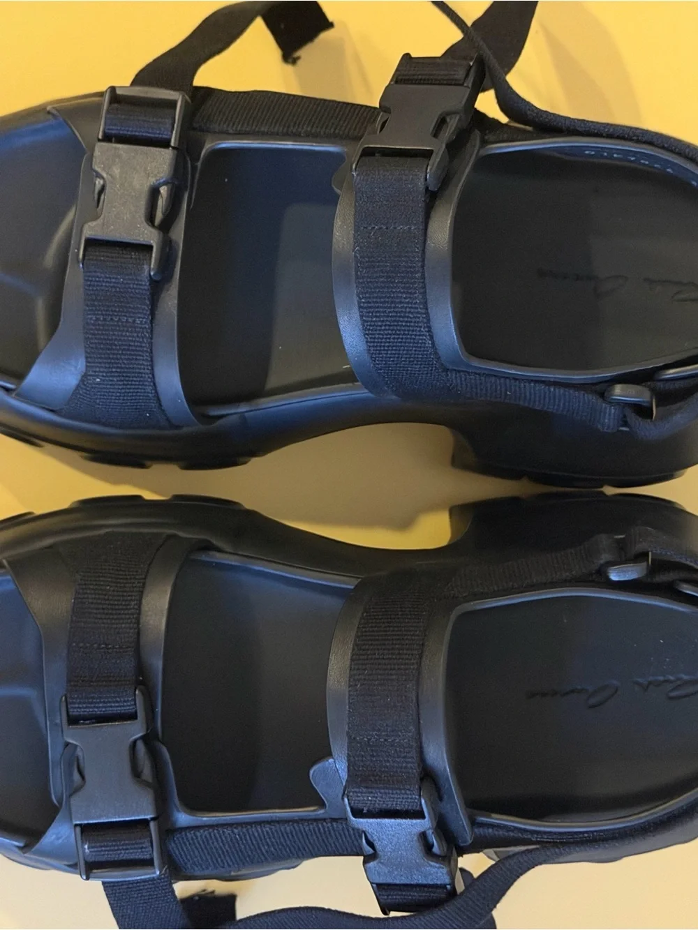RICK OWENS BLACK HOLLYWOOD MEGA TRACTOR PLATFORM SANDALS